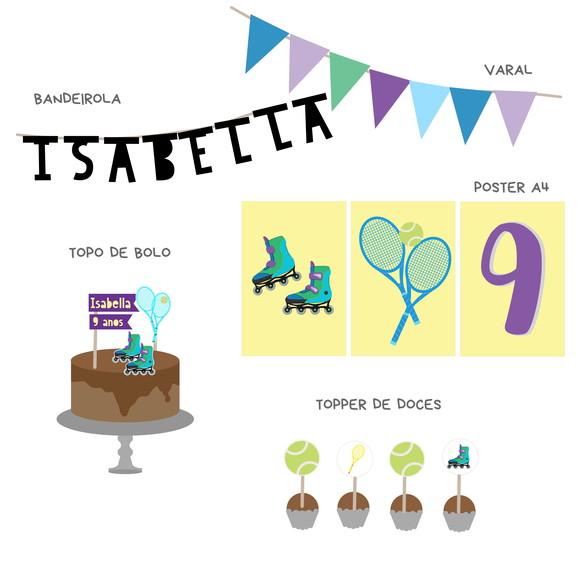 Kit Papelaria - Festa Esporte / Tenis / Patins
