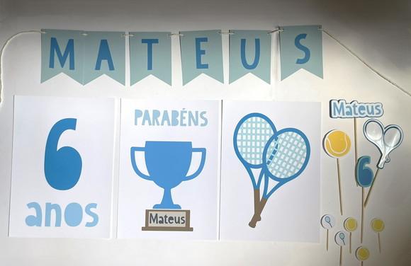 Kit Papelaria - Festa Tenis, Tenista e Esportes (mod 2)