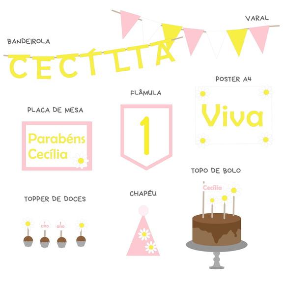 Kit Papelaria para Festa - Decoração Flores Margaridas