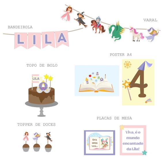 Kit Papelaria para Festa - Princesas, Bruxas e Fadas
