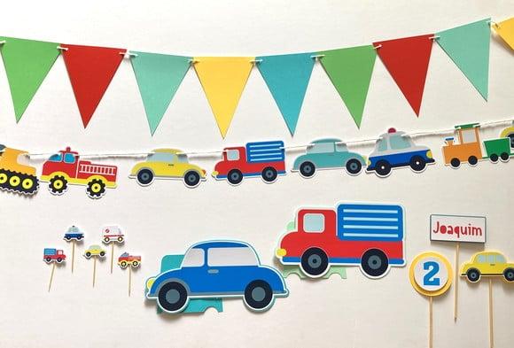 Mini Festa - Papelaria Meios de Transportes - Carrinhos