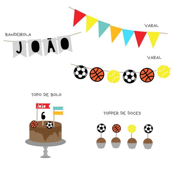 Mini Kit Papelaria - Festa Bolas, Esportes