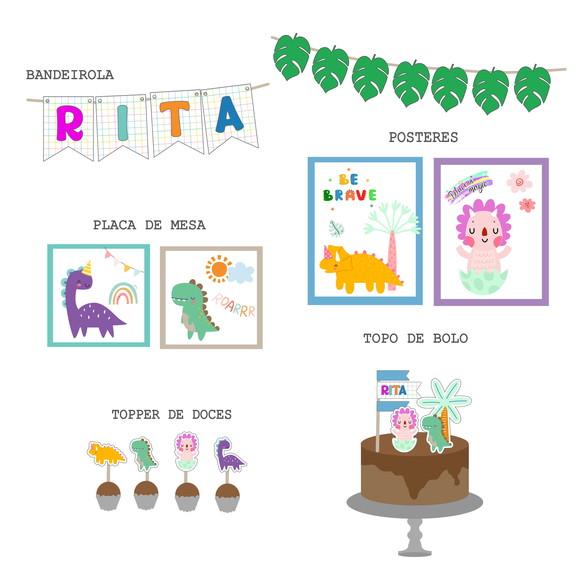 Papelaria Decoração - Kit Festa Dinossauros