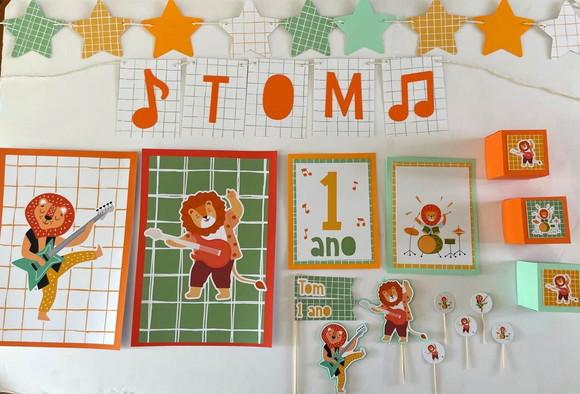 Papelaria para Festa - Decoração Leão - Animais Musicais