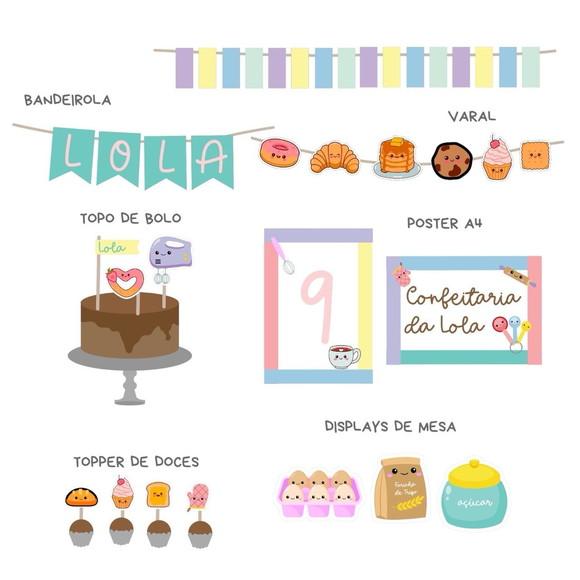Papelaria para Festa - Kit Confeitaria - Doces e Pães