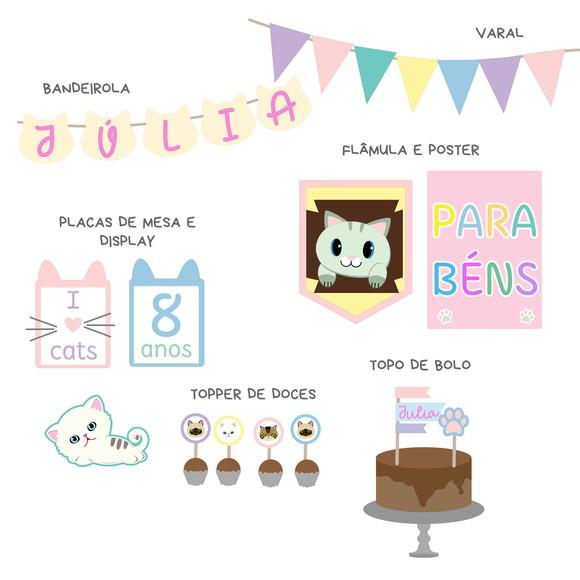Papelaria para Festa - Kit Gatinhos