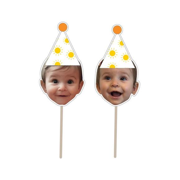 Topper de Doce com Rostinho e Chapéu de Festa Solzinho
