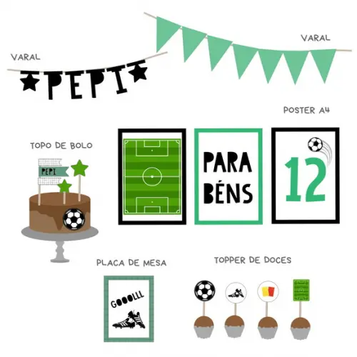 Decoração - Papelaria para Festa Futebol