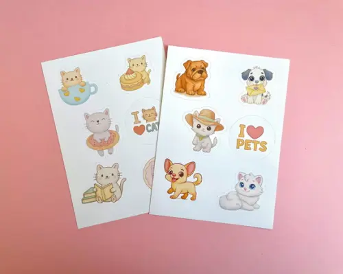 Cartela de Adesivos 16x8,5cm - Lembrancinha Festa Pets