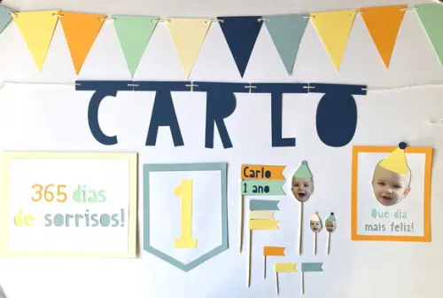 Decoração de Festa - Papelaria Rostinho e Colorida (mod 2)