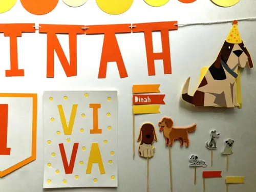 Decoração de Festa - Pet Cachorrinhos (mod 3) Amarelo e Lara