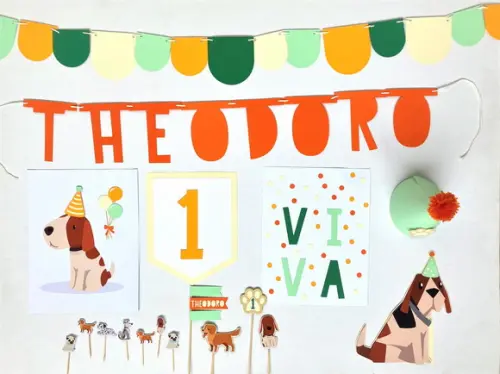 Decoração de Festa - Pet Cachorrinhos (mod 3) Amarelo e Lara