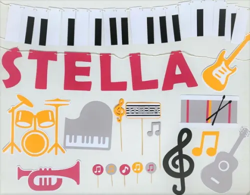 Decoração de Parede e Mesa - Festa Tema Musical