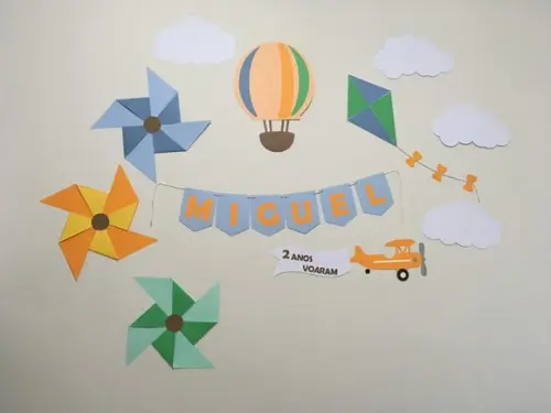 Decoração de Parede e Painel - Festa Catavento Balão Pipa