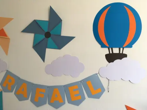 Decoração de Parede Festa Catavento Balão Pipa Aviador