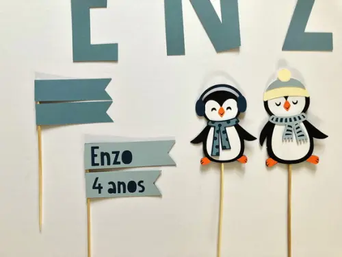 Decoração Festa Pinguim - Kit Festa Papelaria Pinguim Azul