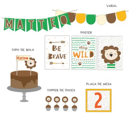 Decoração Festa Animais / Leão Escandinavo