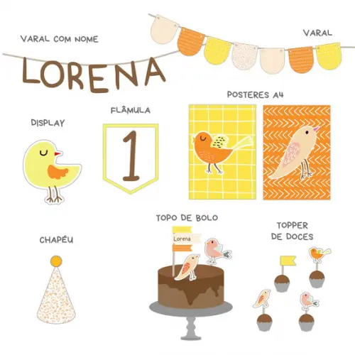 Decoração Kit Papelaria - Festa Passarinho