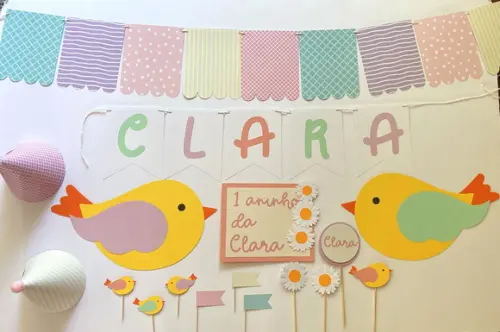 Decoração Kit Papelaria - Festa Passarinho