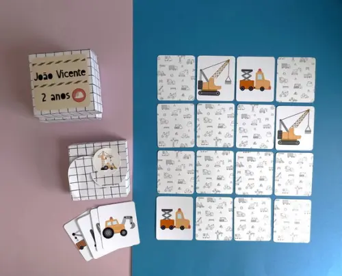 Jogo da Memória de Papel - Festa Construção