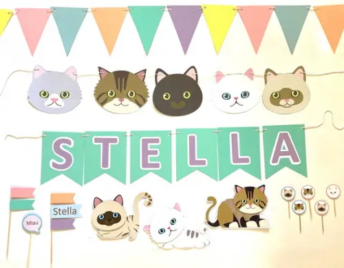 Kit de Papelaria para Festa - Tema Gatinhos Fofos (mod 2)