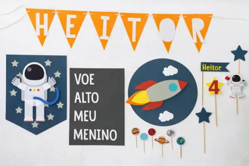 Kit Decoração - Festa Astronauta, Céu, Espaço (mod 1)