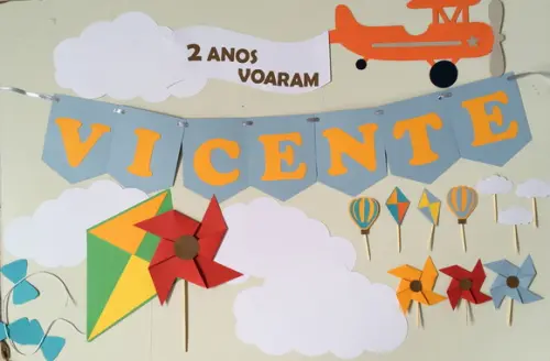 Kit Decoração - Festa Avião, Pipa e Catavento