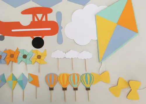 Kit Decoração - Festa Avião, Pipa e Catavento