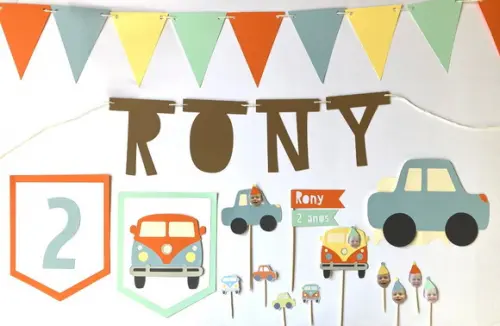 Kit Decoração - Festa Carrinho e Kombi