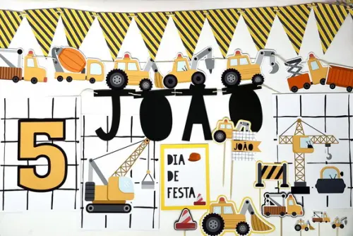 Kit Decoração - Festa Construção - Construtor