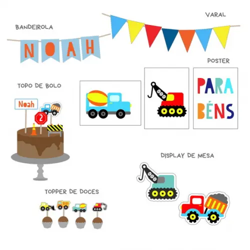 Kit Decoração - Festa Construtor/construção