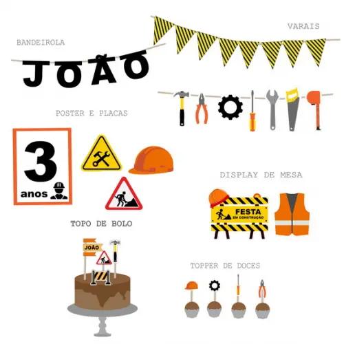 Kit Decoração - Festa Ferramentas / Construtor