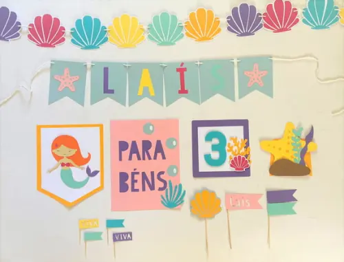 Kit Decoração - Festa Sereia e Fundo do Mar (mod 2)