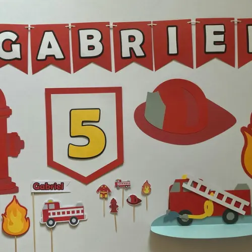 Kit Decoração - Papelaria Festa Bombeiro