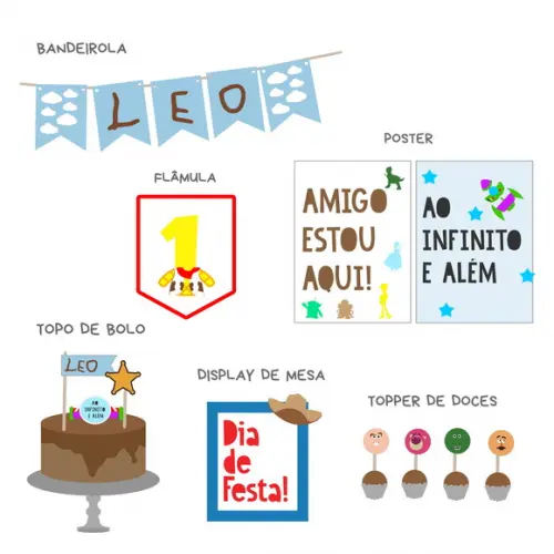 Kit Decoração - Papelaria Festa Toy Story