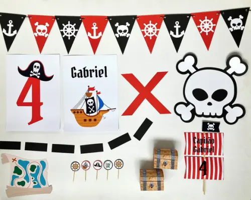 Kit Decoração - Papelaria Festa Pirata