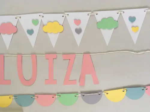 Kit Decoração de Festa - Nuvem e Coração / Chuva de Amor