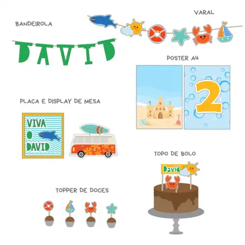 Kit Decoração de Festa - Praia e Verão