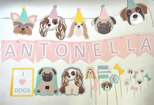 Kit Decoração de Festa - Tema Pet Cachorrinhos (mod 6)