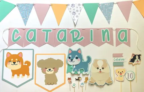 Kit Decoração de Festa - Tema Pets Cachorrinhos (mod 1)