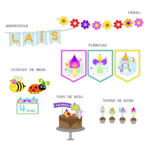 Kit Festa - Decoração Fadas e Jardim