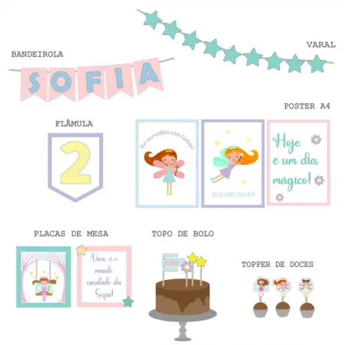 Kit Festa - Papelaria Tema Fadas Encantadas