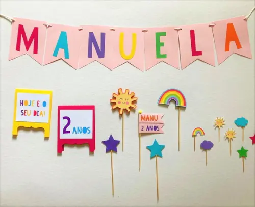 Kit Festa Papelaria - Arco-iris e Sol Mini (mod 8)