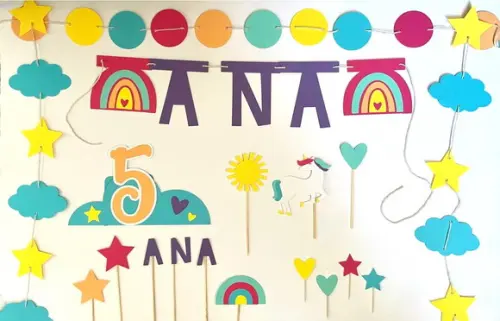 Kit Festa Papelaria - Arco-iris e Unicórnio (mod 3)