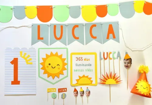 Kit Festa Papelaria - Solzinho com Topper de Rosto (mod 7)