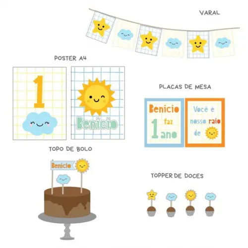 Kit Festa Papelaria - Você É Nosso Raio de Sol