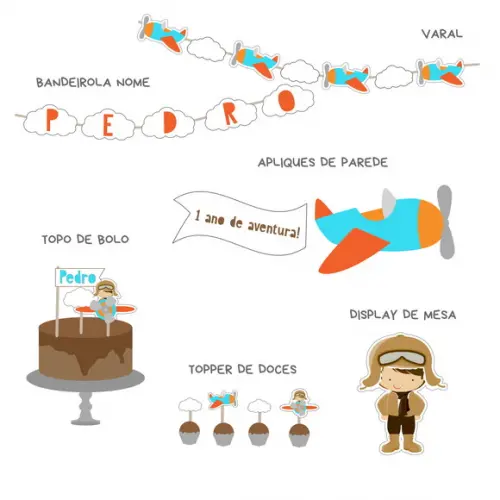 Kit Mini Festa - Decoração Aviador