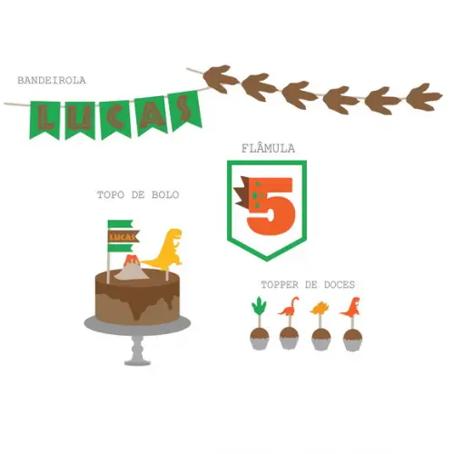 Kit Papelaria - Decoração Festa Dinossauros Mini