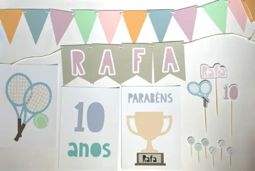 Kit Papelaria - Festa Tenis, Tenista e Esportes