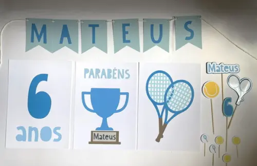 Kit Papelaria - Festa Tenis, Tenista e Esportes (mod 2)